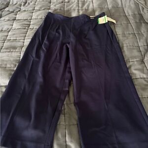 Anne Klein Navy Wide-Leg Crop Pants